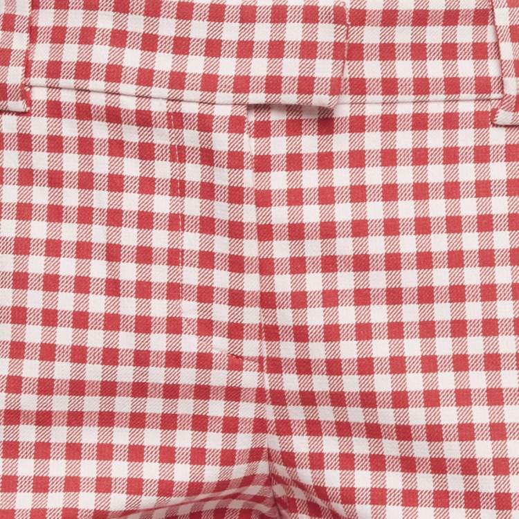 Pre Owned RED Valentino Red Gingham Cotton Trousers M