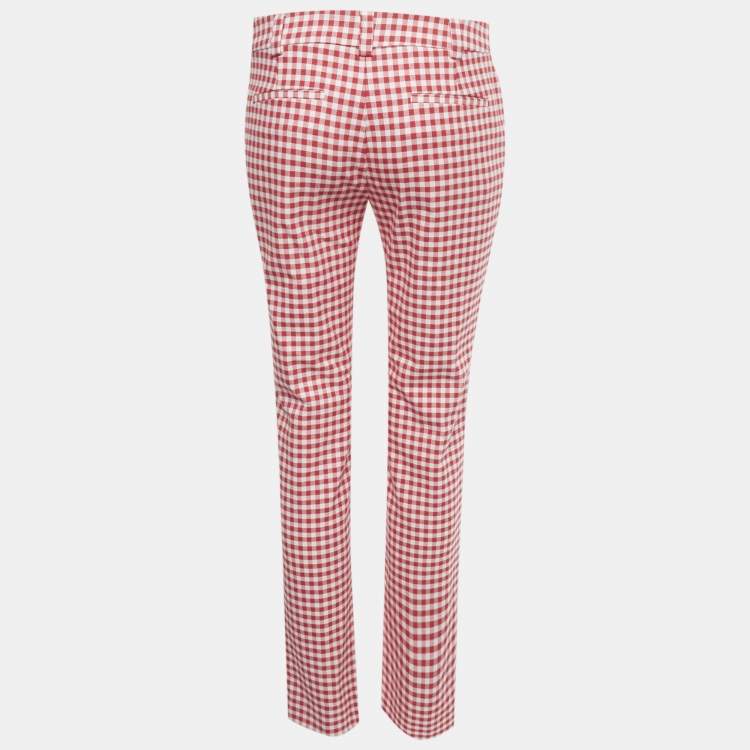 Pre Owned RED Valentino Red Gingham Cotton Trousers M