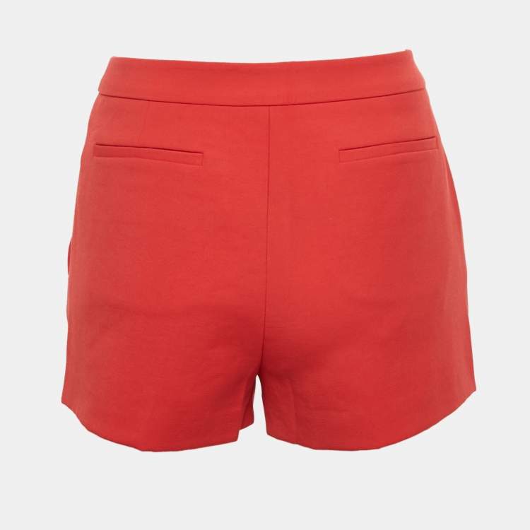 Pre Owned RED Valentino Red Crepe High Waisted Mini Shorts S