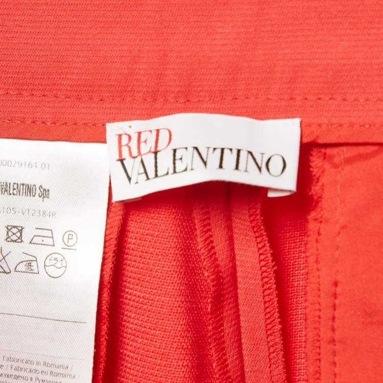 Pre Owned RED Valentino Red Crepe High Waisted Mini Shorts S
