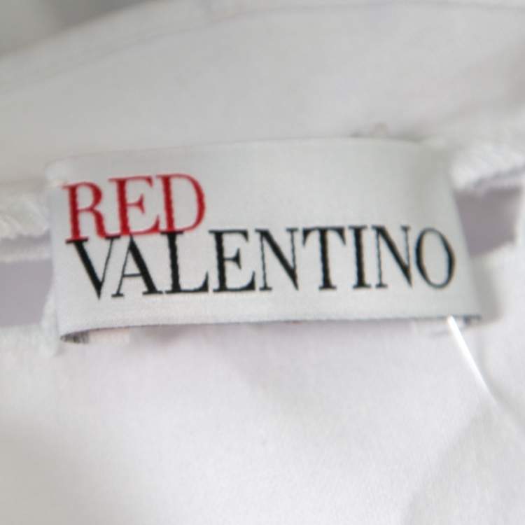 Pre Owned RED Valentino White Ladder Lace Insert Sleeveless Mini Dress M