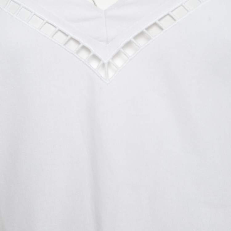 Pre Owned RED Valentino White Ladder Lace Insert Sleeveless Mini Dress M