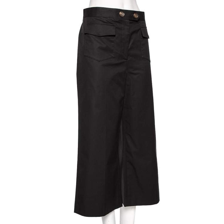Pre Owned RED Valentino Black Canvas Flared Leg Cropped Pants L