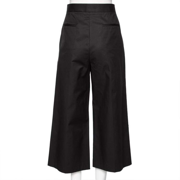 Pre Owned RED Valentino Black Canvas Flared Leg Cropped Pants L