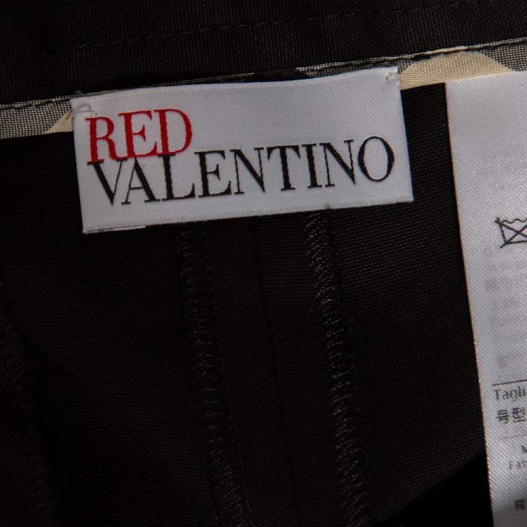 Pre Owned RED Valentino Black Canvas Flared Leg Cropped Pants L