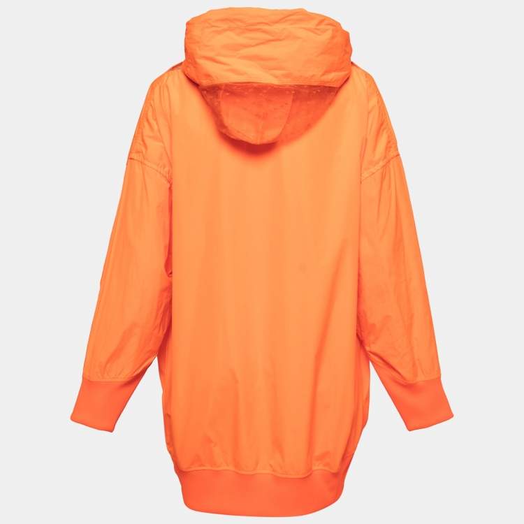 Pre Owned RED Valentino The Black Tag Neon Orange Taffeta Zip Front Hooded Coat S