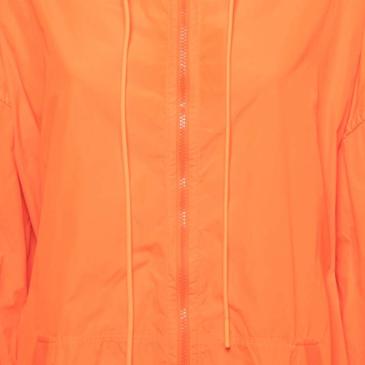 Pre Owned RED Valentino The Black Tag Neon Orange Taffeta Zip Front Hooded Coat S