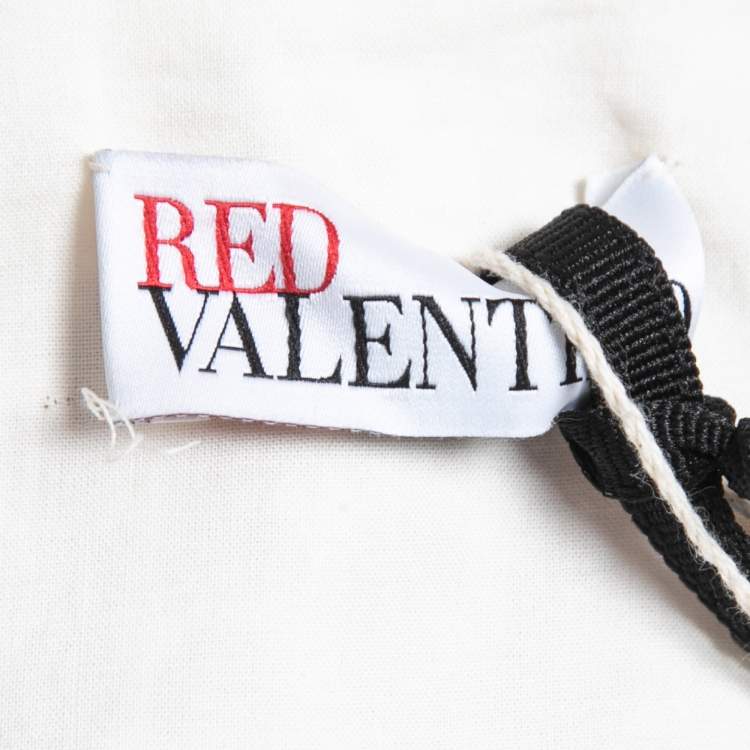 Pre Owned RED Valentino Cream/Red Printed Cotton Sleeveless Mini Dress M