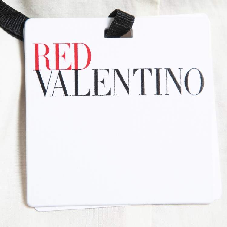 Pre Owned RED Valentino Cream/Red Printed Cotton Sleeveless Mini Dress M