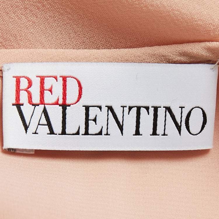 Pre Owned RED Valentino Pink Silk & Lace Short Sleeve Mini Dress L