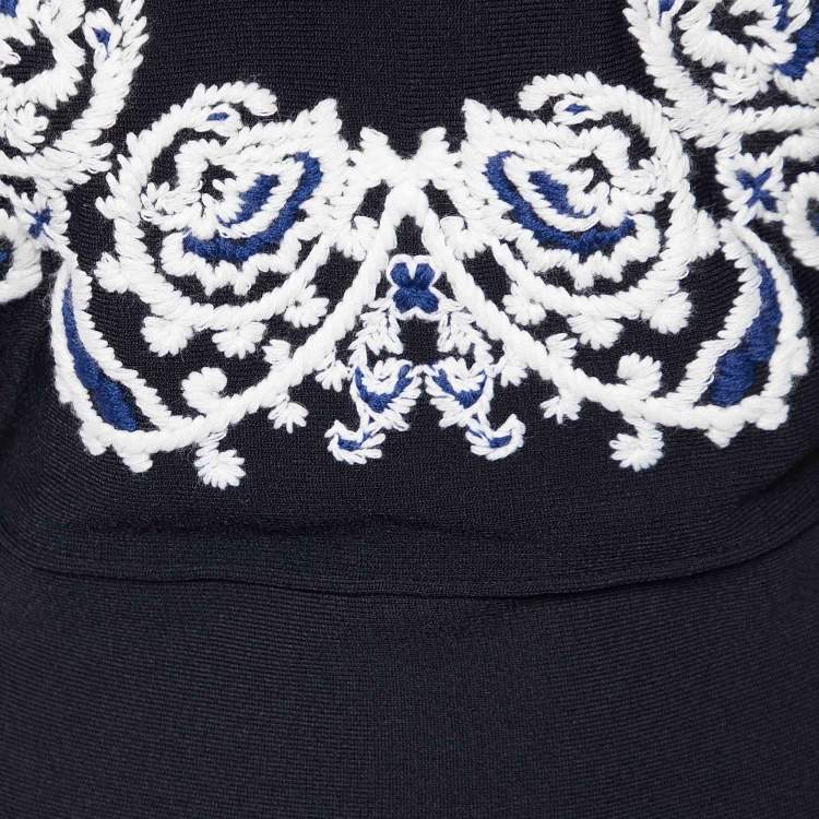 Pre Owned RED Valentino Black Embroidered knit Mini Dress S