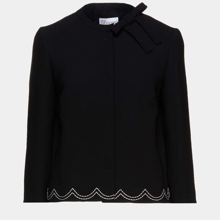 Pre Owned Red Valentino Black Crepe Bow Detail Jacket L (IT 44) 