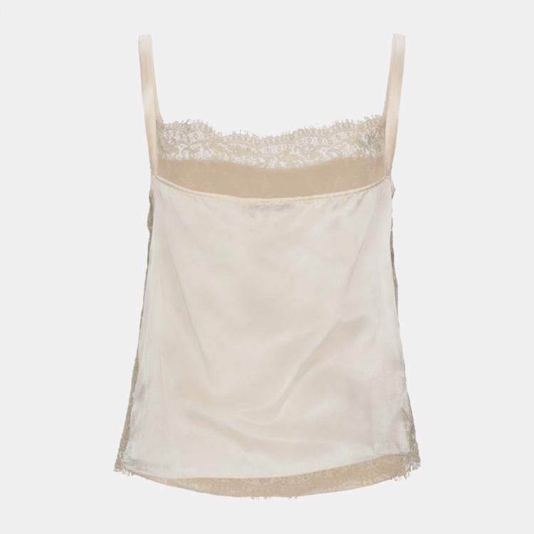 Pre Owned Red Valentino Peach Silk & Lace Camisole Top L (IT 44)