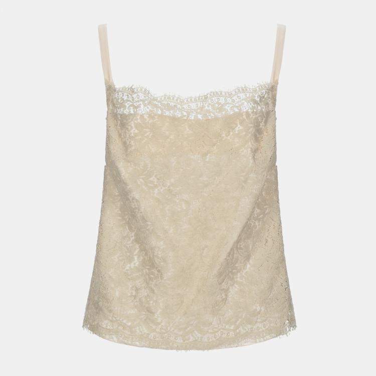 Pre Owned Red Valentino Peach Silk & Lace Camisole Top L (IT 44)