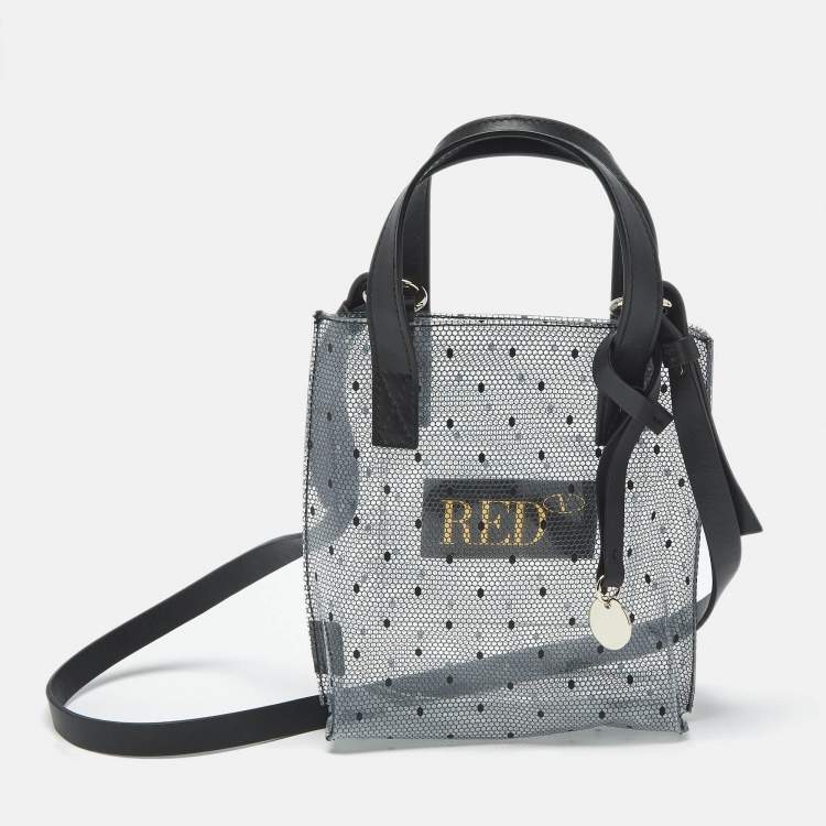 Pre Owned RED Valentino Transparent/Black PVC and Leather Joy2go Tote