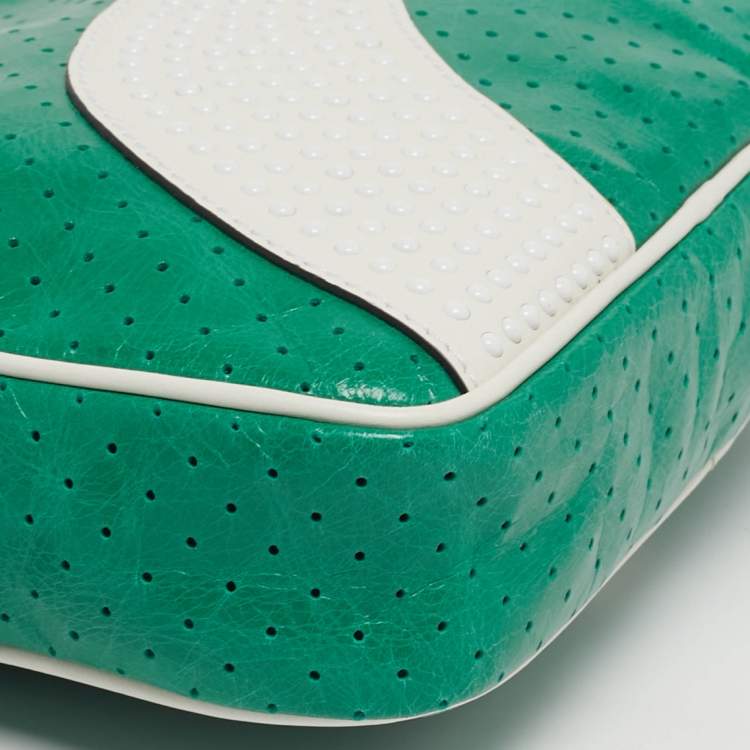Pre Owned RED Valentino x Puma Green/White Perforated Leather Camera Shoulder Bag