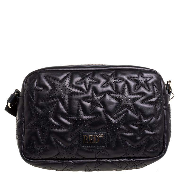 Pre Owned RED Valentino Black Star Quilted Leather Crossbody Bag