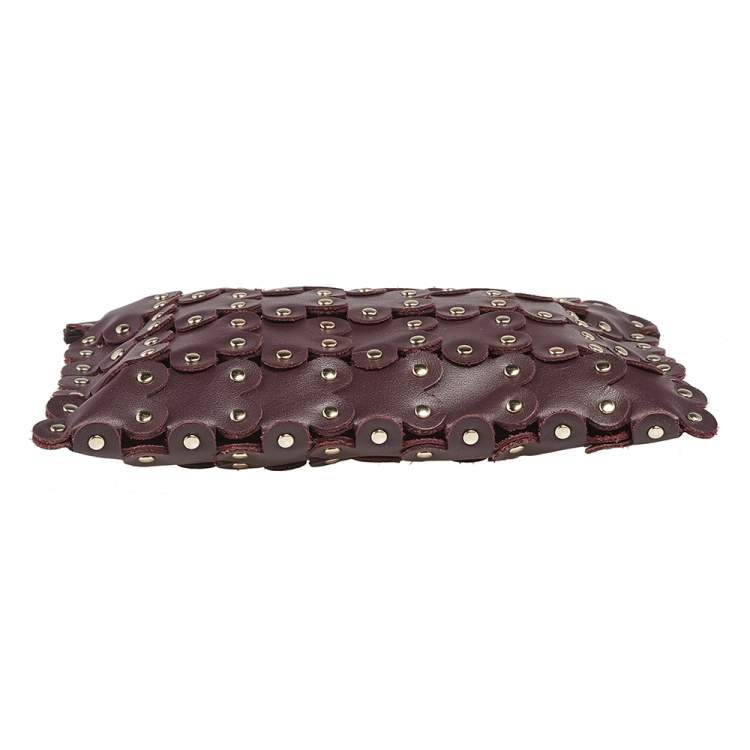 Pre Owned RED Valentino Plum Leather Flower Puzzle Pochette Bag