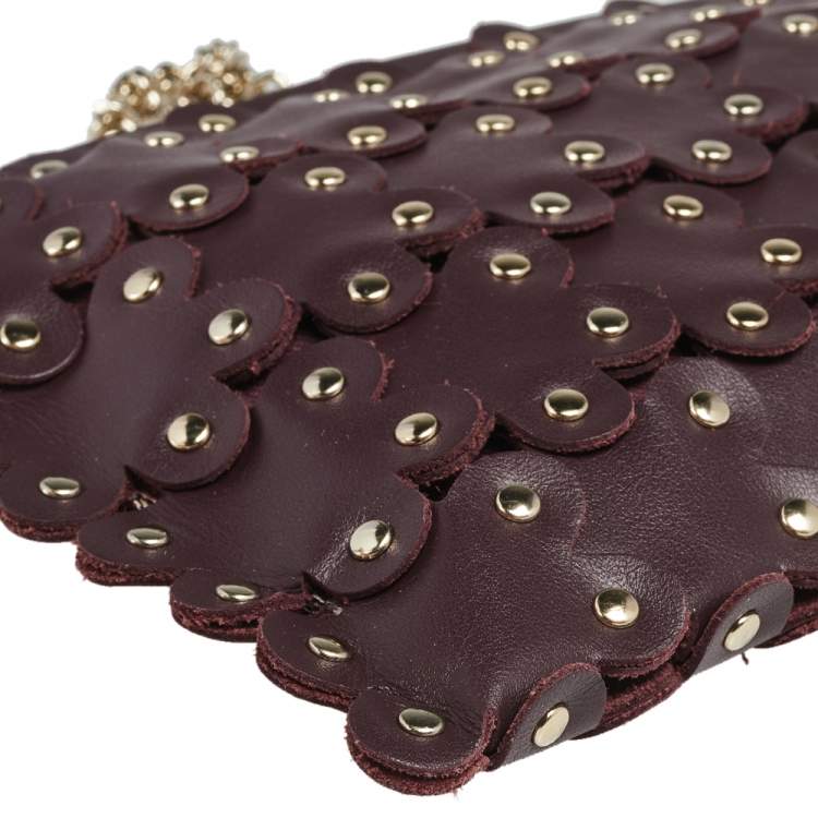 Pre Owned RED Valentino Plum Leather Flower Puzzle Pochette Bag