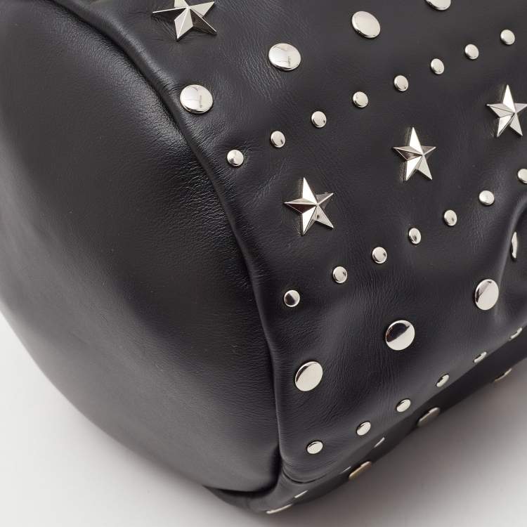 Pre Owned RED Valentino Black Leather Studded Drawstring Bucket Bag