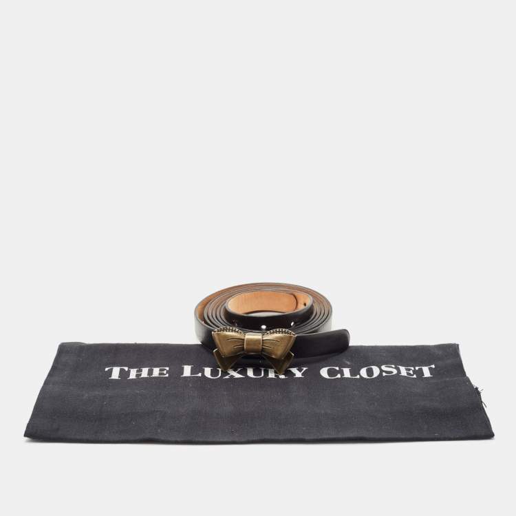 Pre Owned Red Valentino Black Leather Crystal Embellished Wrap Slim Belt S