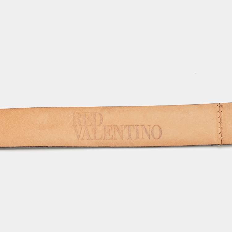 Pre Owned Red Valentino Black Leather Crystal Embellished Wrap Slim Belt S