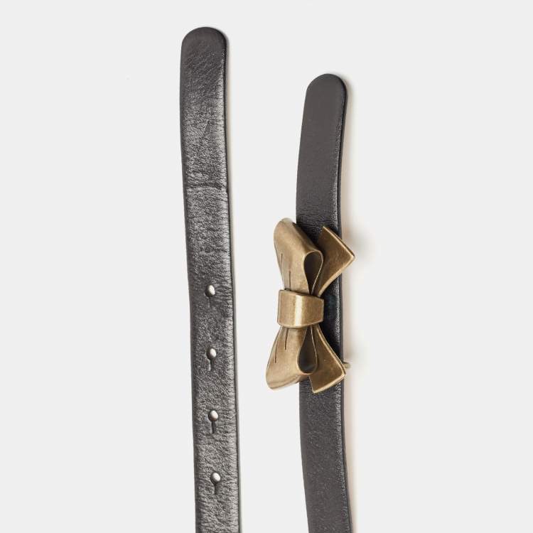 Pre Owned Red Valentino Black Leather Crystal Embellished Wrap Slim Belt S