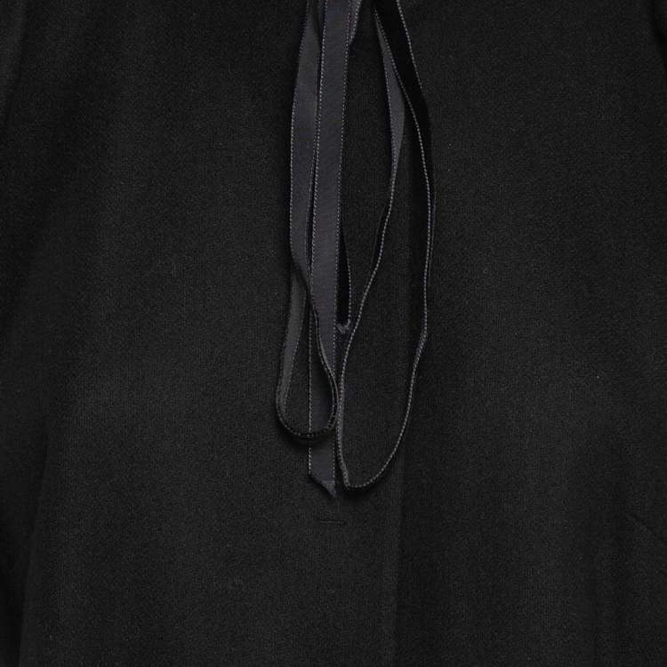 Pre Owned RED Valentino Black Wool Blend Ruffled Mini Overcoat L