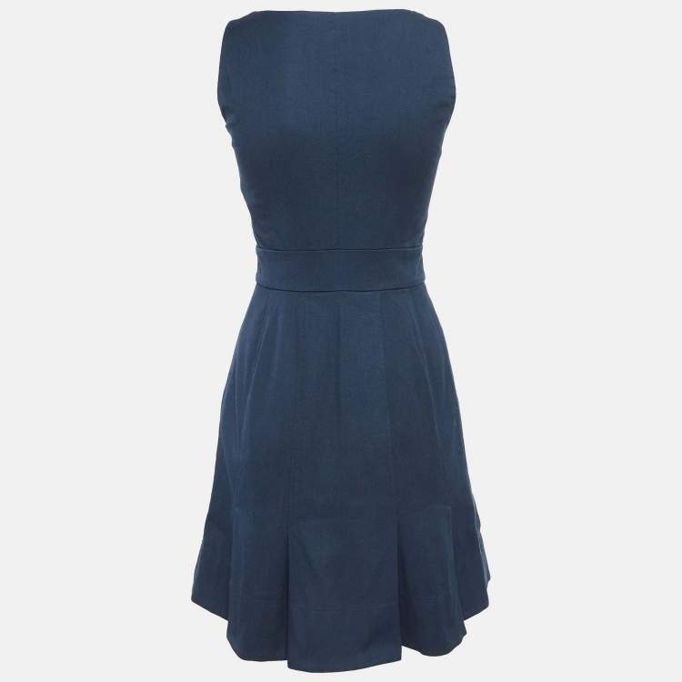 Pre Owned RED Valentino Blue Cotton Pleated Mini Dress S