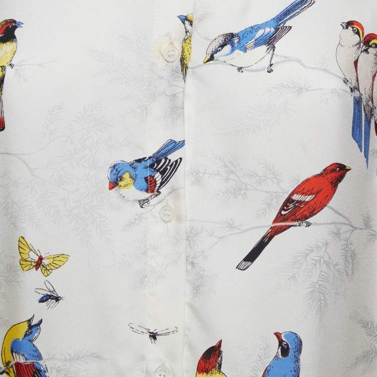 Pre Owned RED Valentino White Bird Print Silk Long Dress L