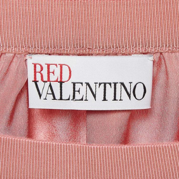 Pre Owned RED Valentino Pink Dot Pattern Tulle Midi Skirt S