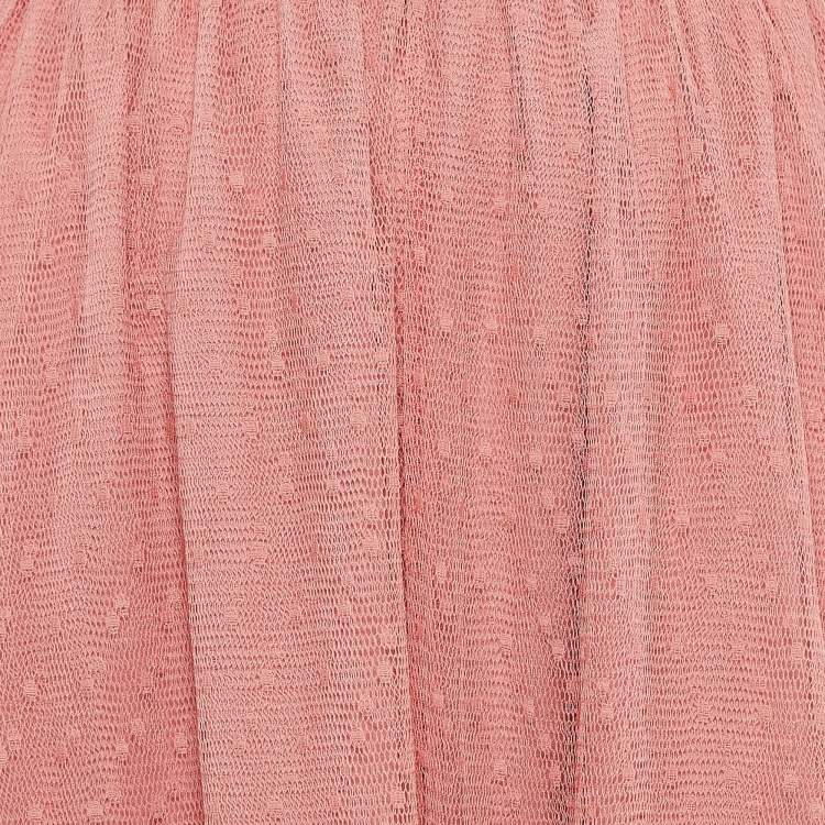 Pre Owned RED Valentino Pink Dot Pattern Tulle Midi Skirt S