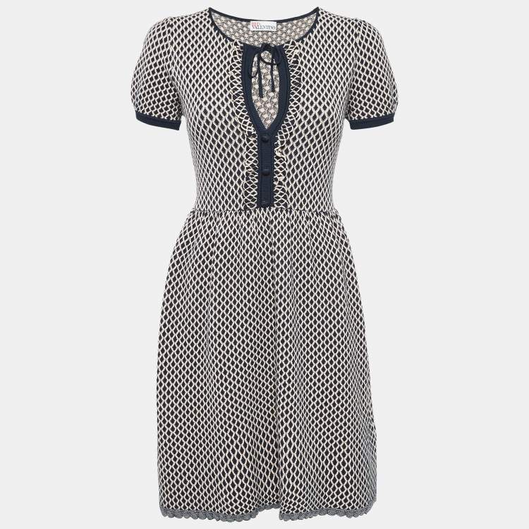 مملوكة مسبقًا RED Valentino Pink/ Navy Blue Knit Mini Dress M