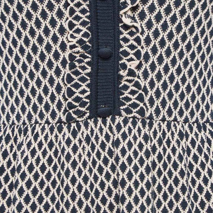 مملوكة مسبقًا RED Valentino Pink/ Navy Blue Knit Mini Dress M