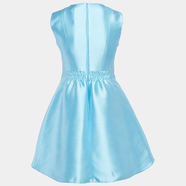 Pre Owned RED Valentino Blue Crepe Sleeveless Mini Dress S