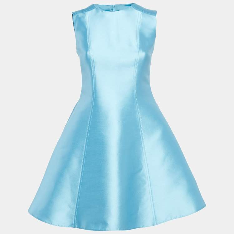Pre Owned RED Valentino Blue Crepe Sleeveless Mini Dress S