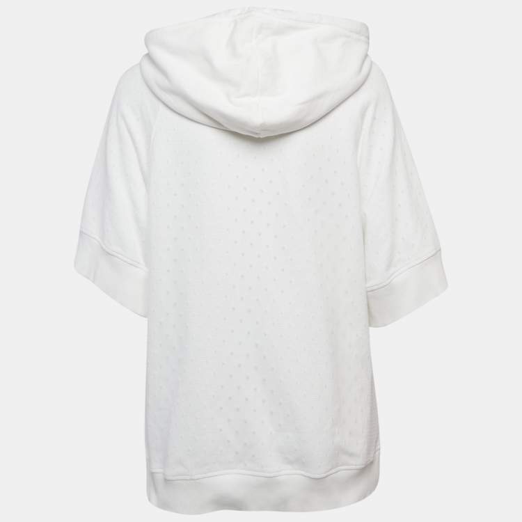 Pre Owned RED Valentino White Tulle and Cotton Knit Half Sleeve Hoodie XS