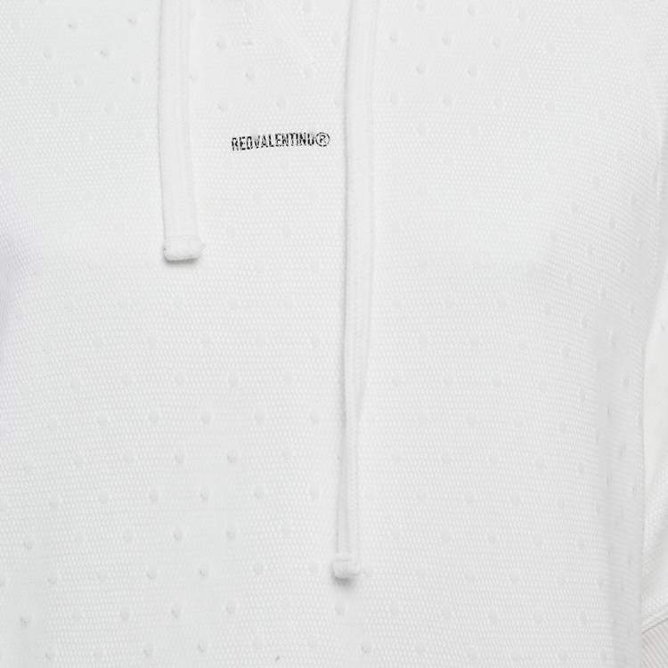 Pre Owned RED Valentino White Tulle and Cotton Knit Half Sleeve Hoodie XS