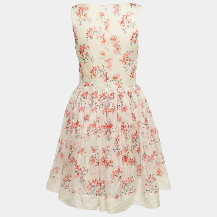 Pre Owned RED Valentino Cream Daisy Silk Mini Dress XS