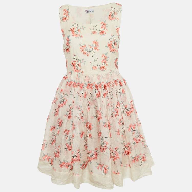 Pre Owned RED Valentino Cream Daisy Silk Mini Dress XS