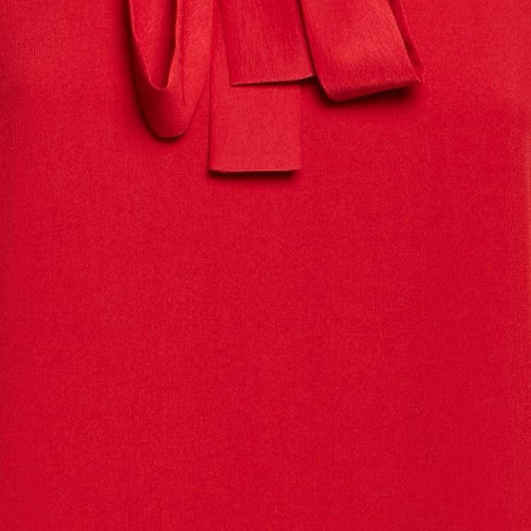 Pre Owned RED Valentino Red Sateen Peter Pan Bow Collar Mini Dress S