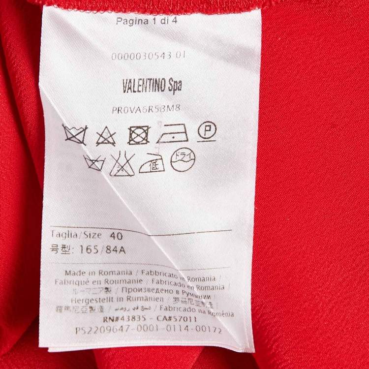 Pre Owned RED Valentino Red Crepe Ruffled Sleeve Mini Dress S