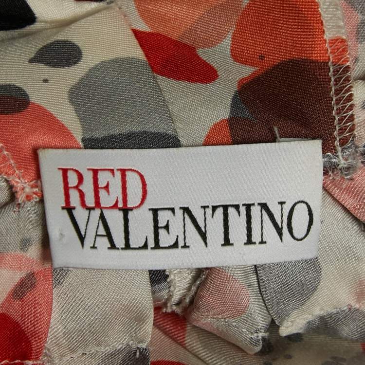 Pre Owned RED Valentino Multicolor Floral Print Bow Detail Mini Dress S