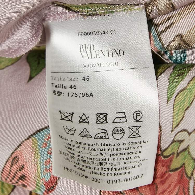 Pre Owned RED Valentino Pink Floral Silk Buttoned Midi Dress L