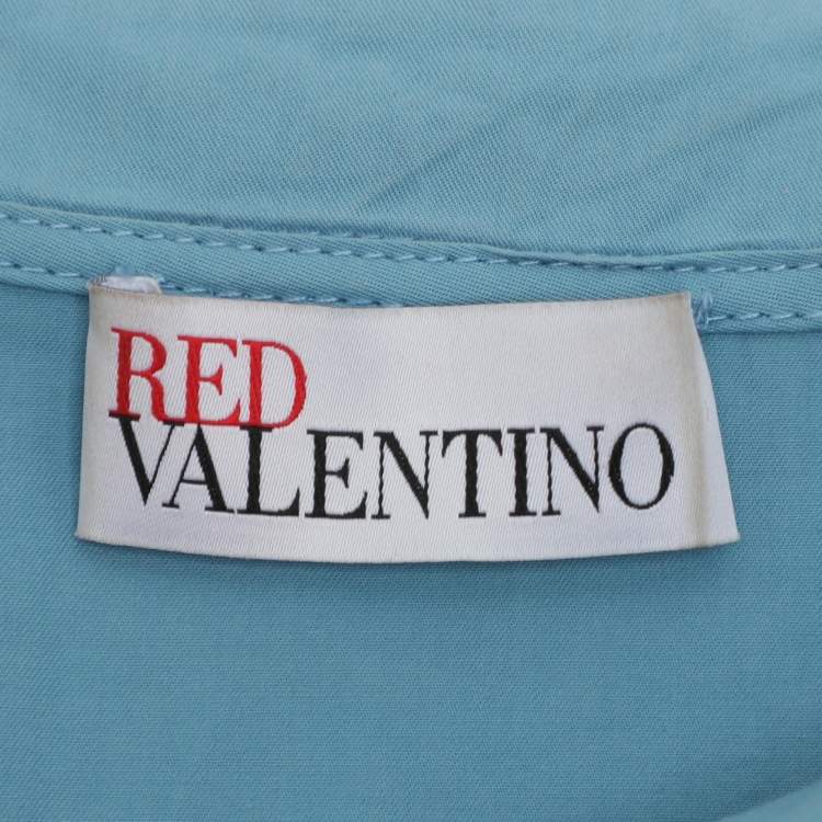 Pre Owned RED Valentino Light Blue Cotton Embroidered Blouse M