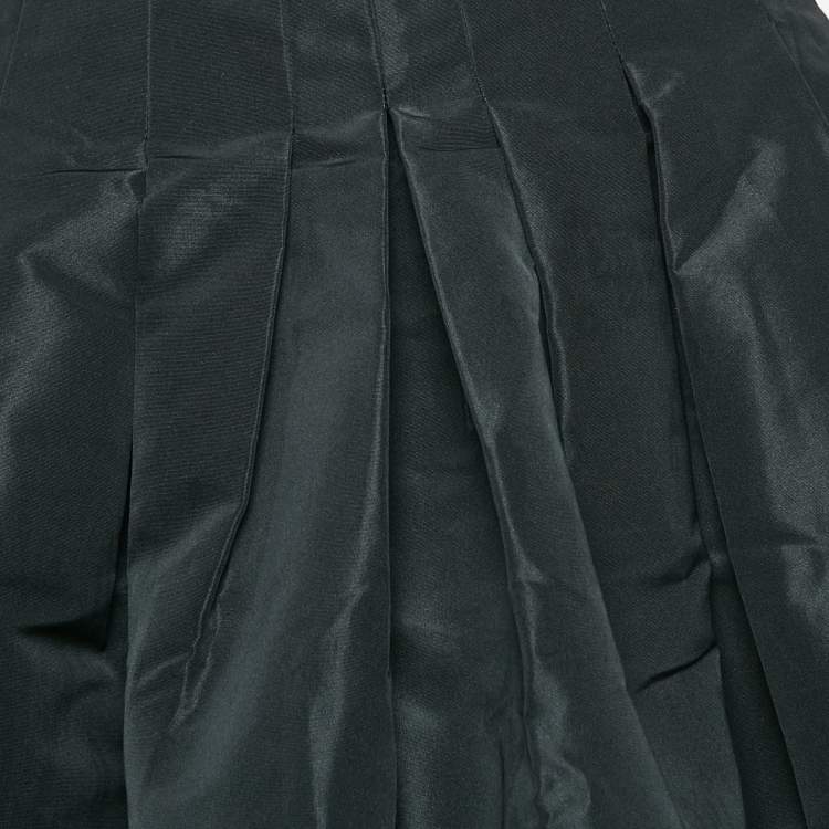 Pre Owned RED Valentino Black Faille Pleated Knee Length Skirt M