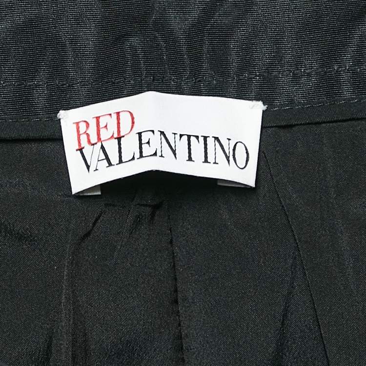 Pre Owned RED Valentino Black Faille Pleated Knee Length Skirt M