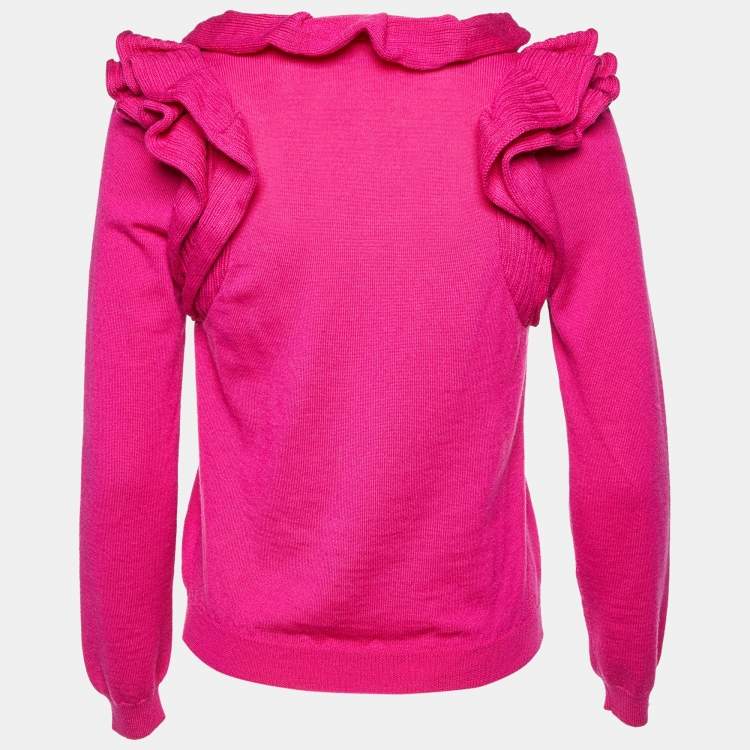 Pre Owned RED Valentino Pink Wool Knit Ruffled Sweater M