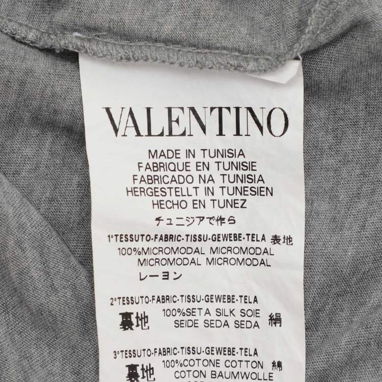 Pre Owned RED Valentino Grey Modal Lace Detailed T-Shirt S