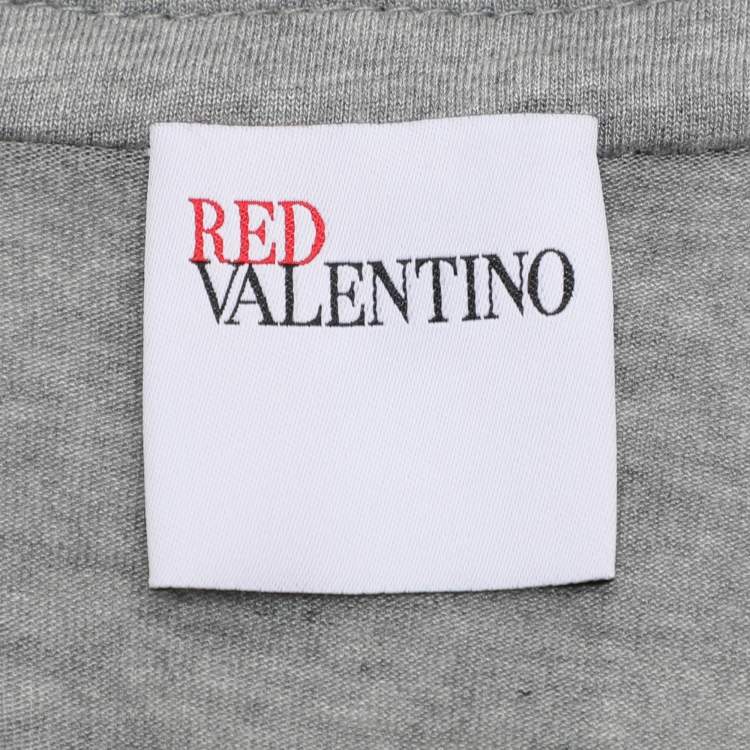 Pre Owned RED Valentino Grey Modal Lace Detailed T-Shirt S